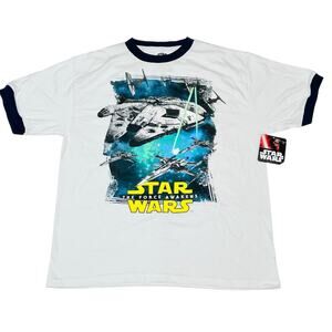 Star Wars Force Awakens Millennium Falcon Shirt Mens XL White Jerry Leigh New